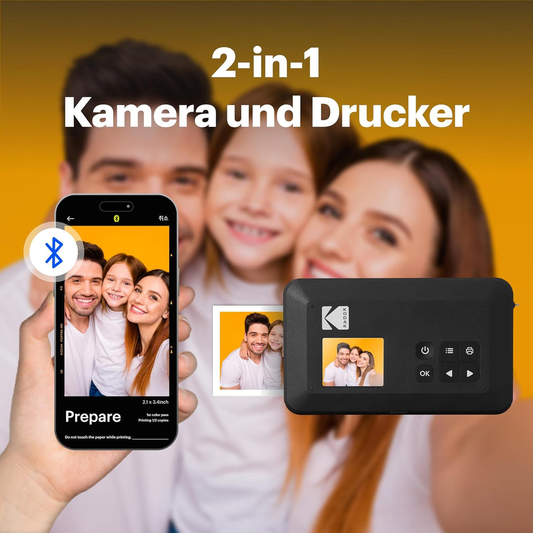 Kodak Mini Shot 2 Retro, Tragbare Sofortbildkamera und Fotodrucker, iOS und Android, Bluetooth, 4Pas