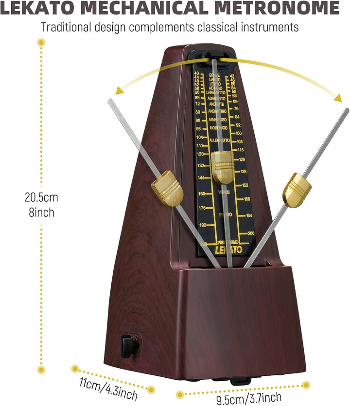 Mechanisches Metronom mit Glocke, LEKATO Universal Metronom für Klavier, Gitarre, Ukulele, Violine u