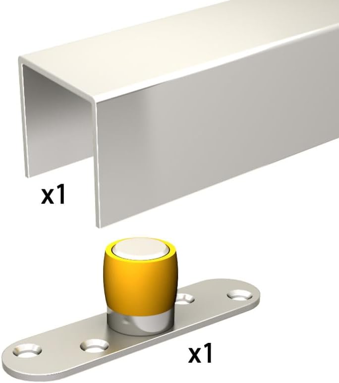 Führungsset U-Profil 30x30 mm L:195 cm und Bodenführung mit Rolle, für Schiebetorbeschlag SLID&