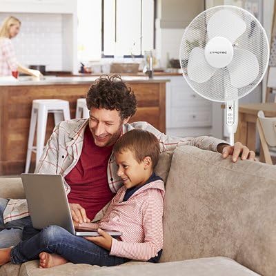 TROTEC Standventilator TVE 25 S, geräuscharmer Ventilator, 40 Watt, 3 Gebläsestufen, 80°-Oszillation