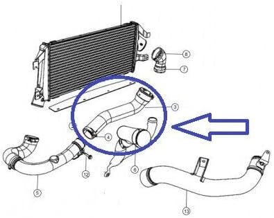 Ladeluftschlauch Turboschlauch kompatibel mit Jeep Compass (MK49), 2.0 CRD, 2.2 CRD, 04891966AB, Ori