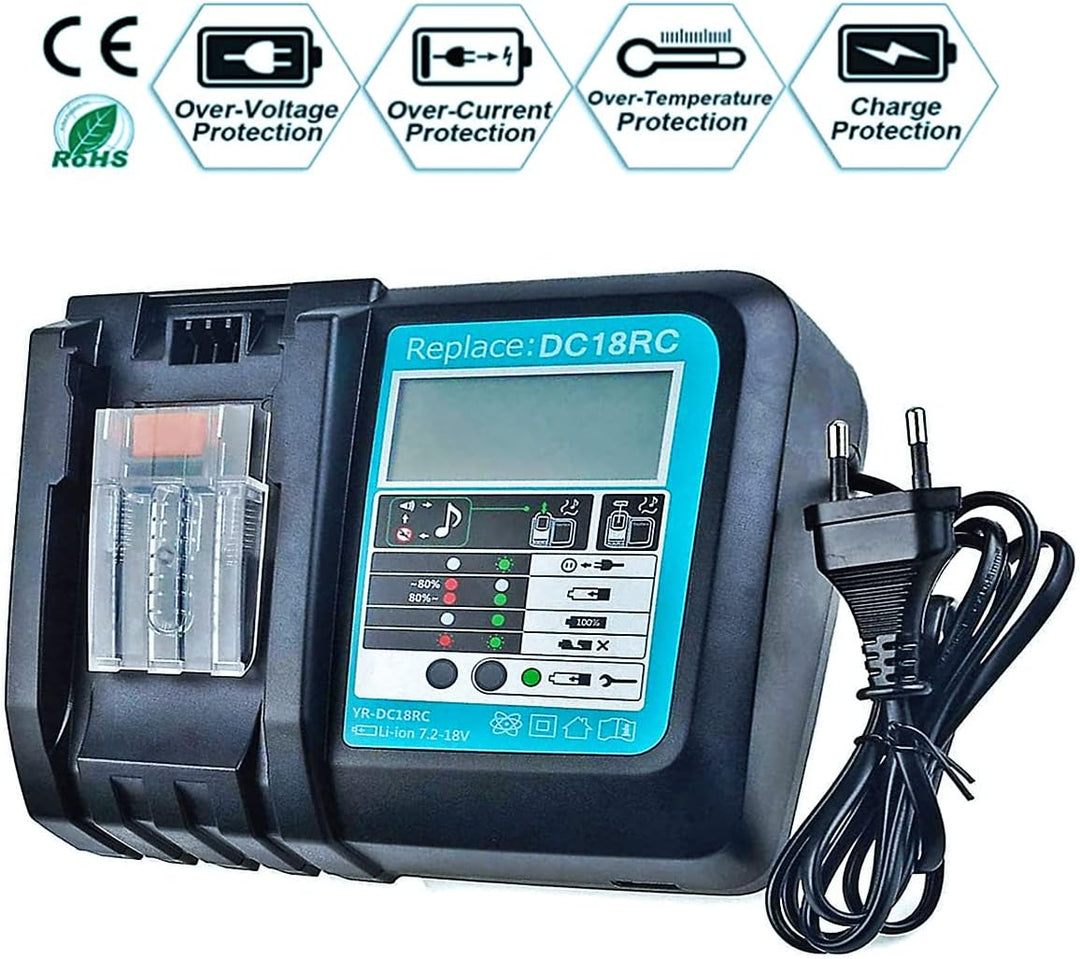 GOLEMON 2PCS 4000mAh BL1840 Akku BL1840B BL1830 BL1815 BL1850 + 3A Ladegerät für Makita DC18RC DC18S