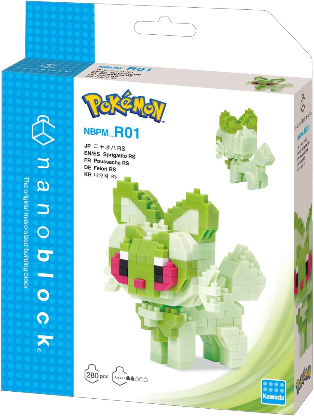 Bandai nanoblock Felori (Sprigatito) - Pokémon - Mini-Bausteinfigur - Konstruktionsspiel - Bausatz f