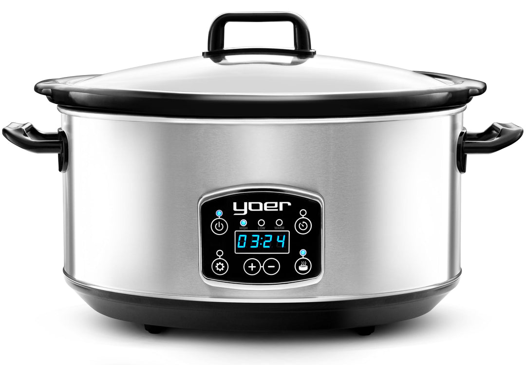 Yoer Clever-Cook SC6502S, Slow Cooker, 320W, 6,5L, Multifunktional, ECO, 16-Stunden-Timer, LCD-Displ