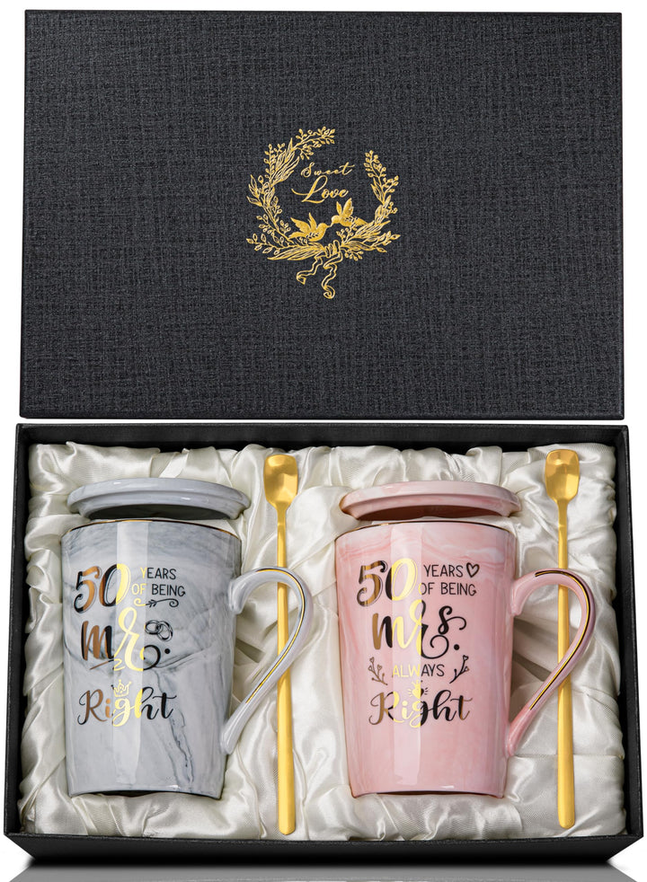 Goldene Hochzeit Geschenke, 50 Hochzeitstag Geschenk, Marmoriert Tasse - Geschenke zum Goldenen Hoch