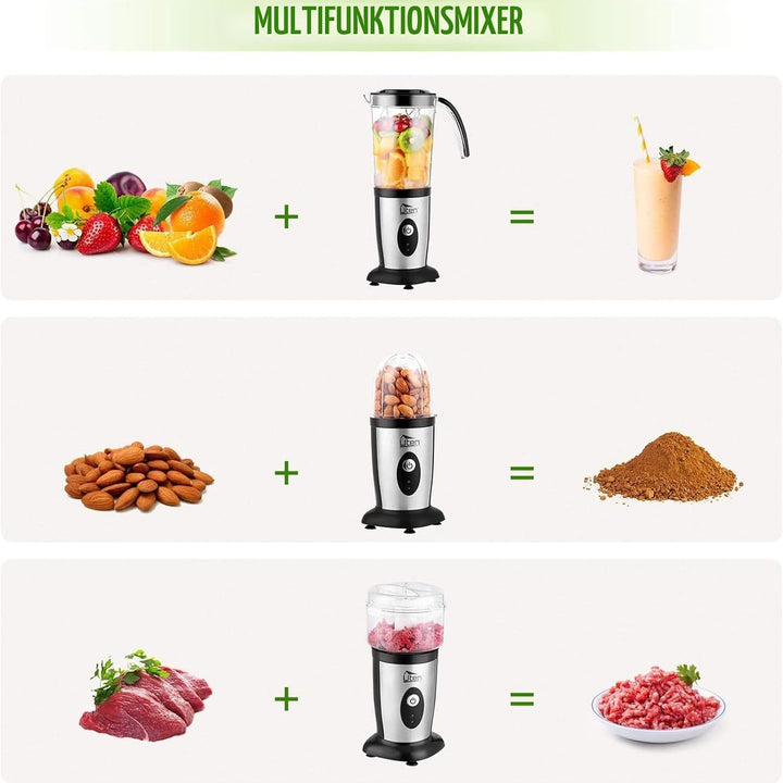 Uten Standmixer Mixer Smoothie Maker Multifunktion Entsafte Fleisch Zerkleinerer Ice Crusher Elektri