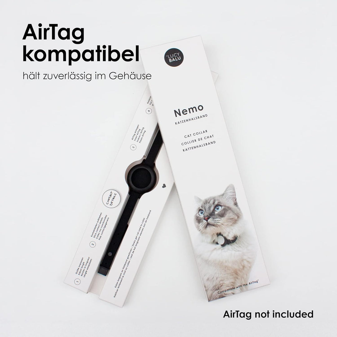 LucyBalu Katzenhalsband NEMO für den AirTag* I sicher, leicht, bequem I Halsband für Katzen mit Sich