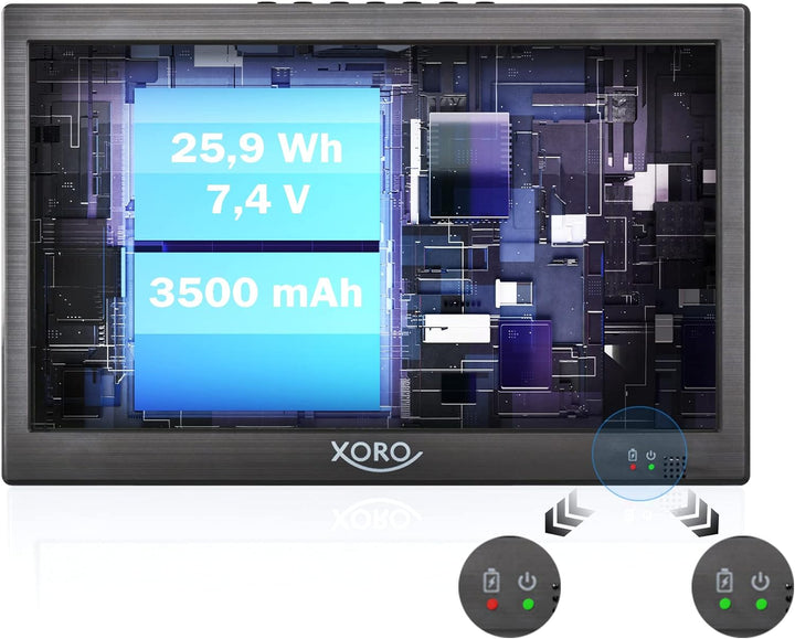 Xoro PTL 1015 V2-10.1 Zoll Tragbarer Fernseher mit DVB-T2 H.265/HEVC Tuner, 3500 mAh Akku, USB 2.0 M