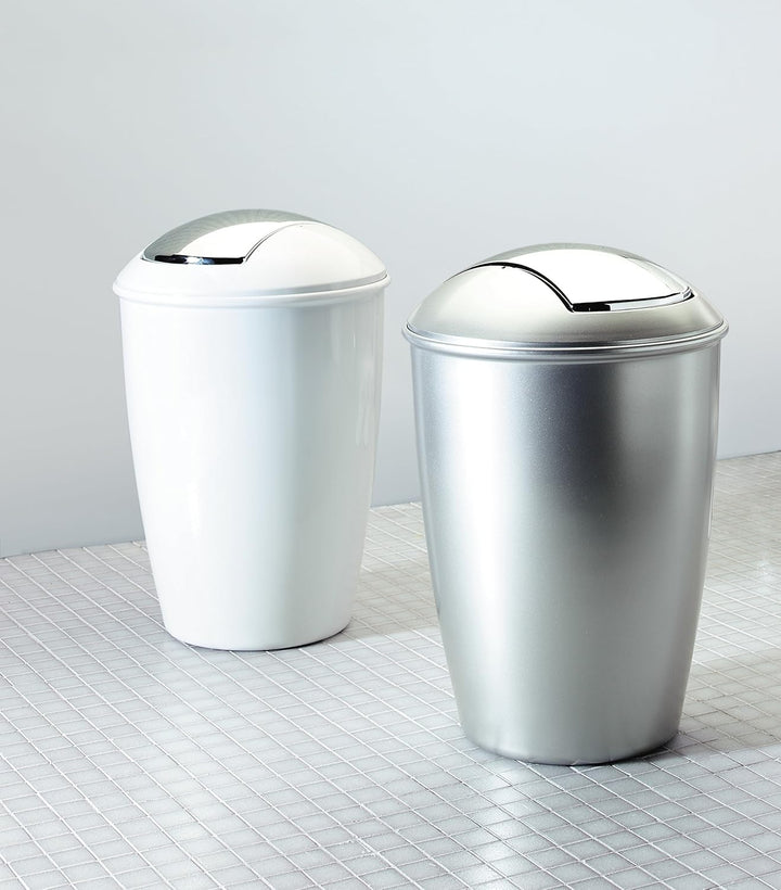 Spirella Kosmetikeimer Atlanta mit Schwingdeckel 5 Liter (ØxH): 20 x 30 cm Silber, Silber