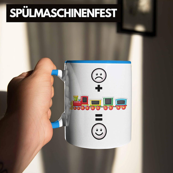 Trendation - Eisenbahn Tasse Geschenk für Eisenbahner Modelleisenbahn :(+ Eisenbahner = :) Lustige G