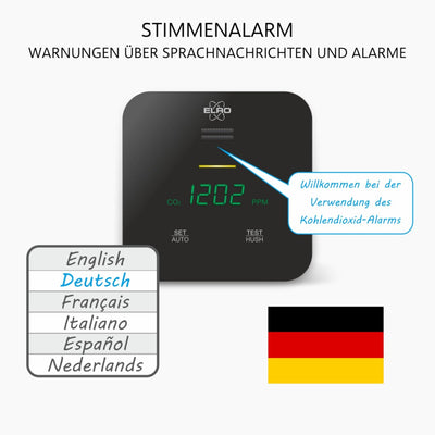 ELRO FCO2400 CO2 Meter - Luftqualitätsmesser mit NDIR Sensor für CO2, Temperatur und Feuchte - mit S