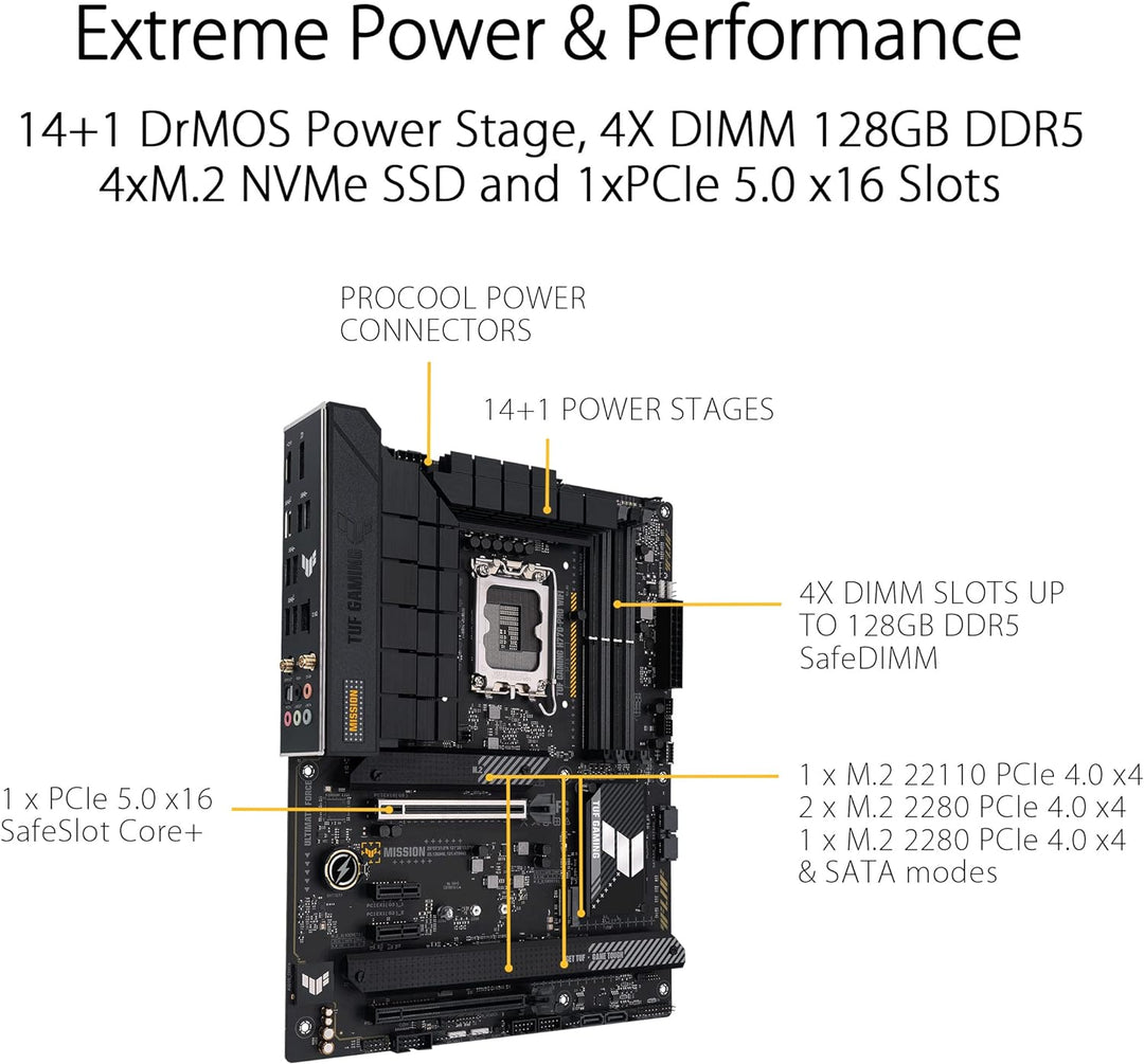 ASUS TUF GAMING H770-PRO WIFI Mainboard Sockel Intel LGA 1700 (Intel H770, ATX, PCIe 5.0, DDR5-Speic