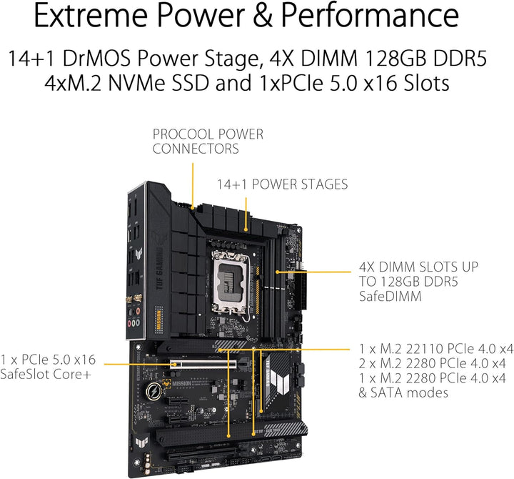 ASUS TUF GAMING H770-PRO WIFI Mainboard Sockel Intel LGA 1700 (Intel H770, ATX, PCIe 5.0, DDR5-Speic
