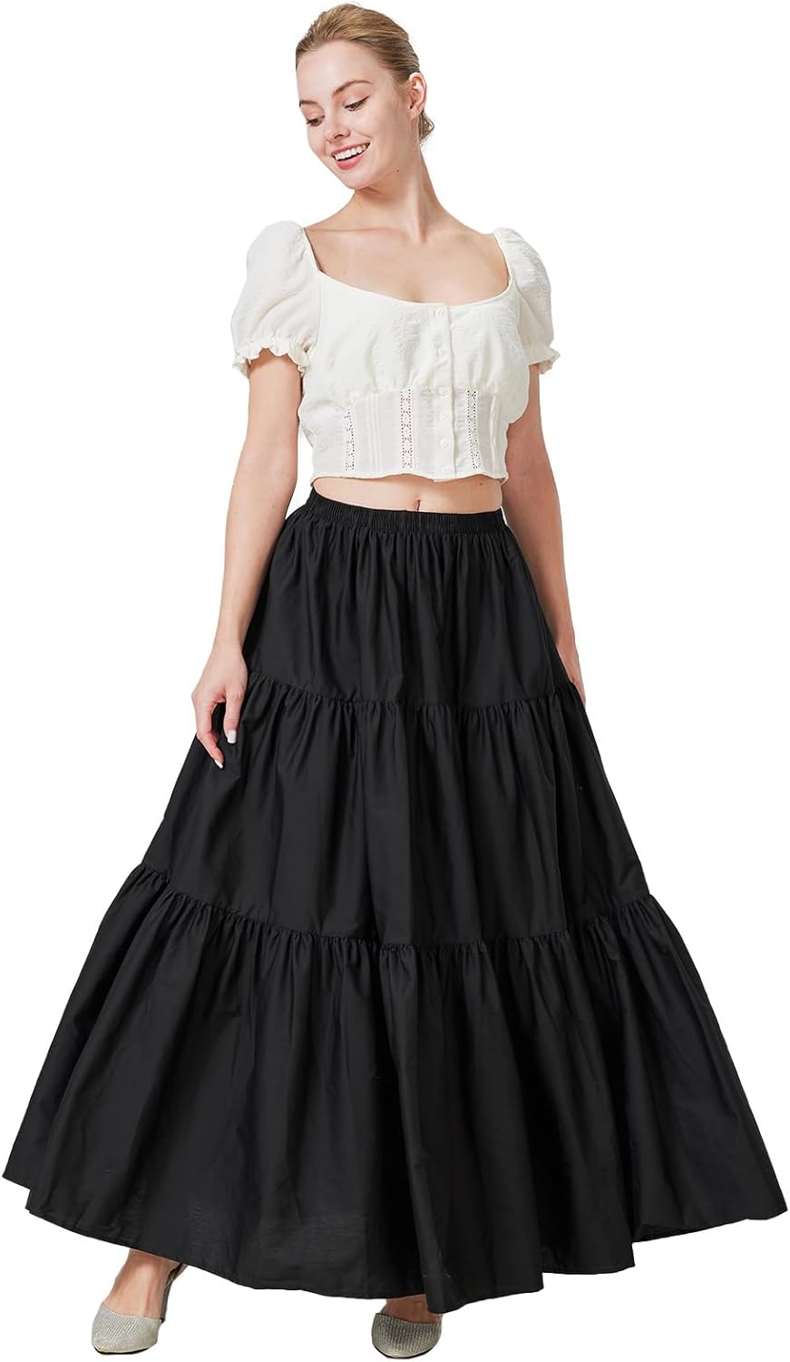 BEAUTELICATE Mittelalterlicher Rock Lang Baumwolle Damen Renaissance Rock Kleidung Viktorianisch Ste
