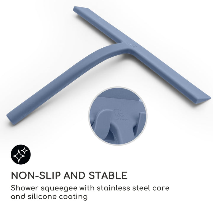 Gütewerk Duschabzieher, Silikon-Abzieher Dusche, Hygienischer Abzieher für Badezimmer, Duschwand & F