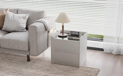 Mondeer Nachttisch, Beistelltisch mit 2 Schubladen Gehärtetes Glas Moderner Stil für Wohnzimmer Schl