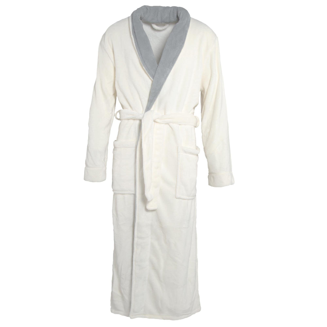 CelinaTex Nevada Bademantel Damen Herren S creme weiss grau Mikrofaser Saunamantel Coral Fleece Morg