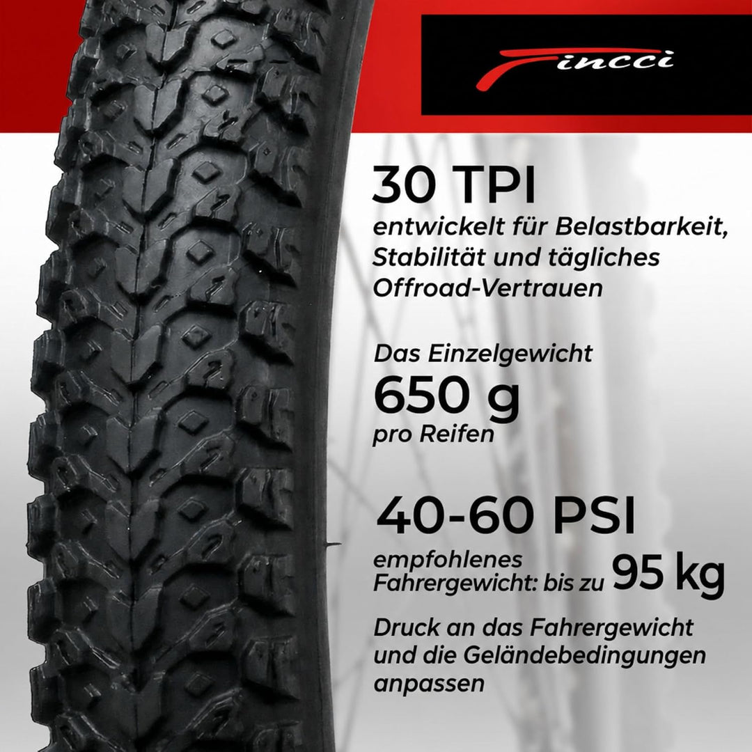 Fincci Fahrradreifen 26 x 2.125 Zoll 57-559 Fahrradmantel Faltbar Reifen für MTB Mountainbike Hybrid