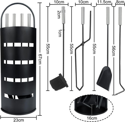 XMTECH 5 Teilig Kaminbesteck Set Kamingarnitur Kaminzubehör Metall Modern Design für Küche Haushalt,