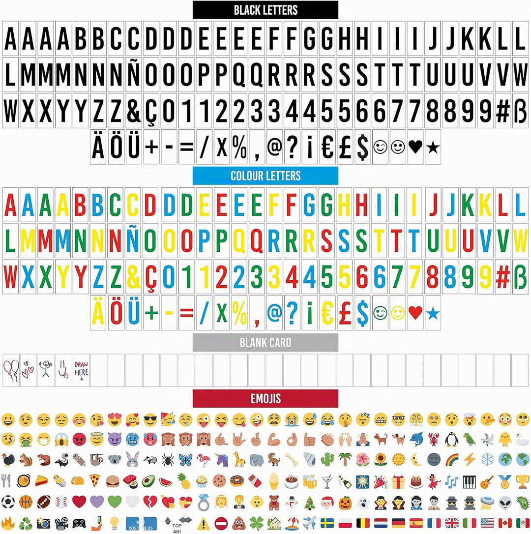BONNYCO Light Box A4 mit 400 Buchstaben, Emojis, 2 Stifte, Ä Ö Ü ss Enhalten. Led Lichtkasten Buchst