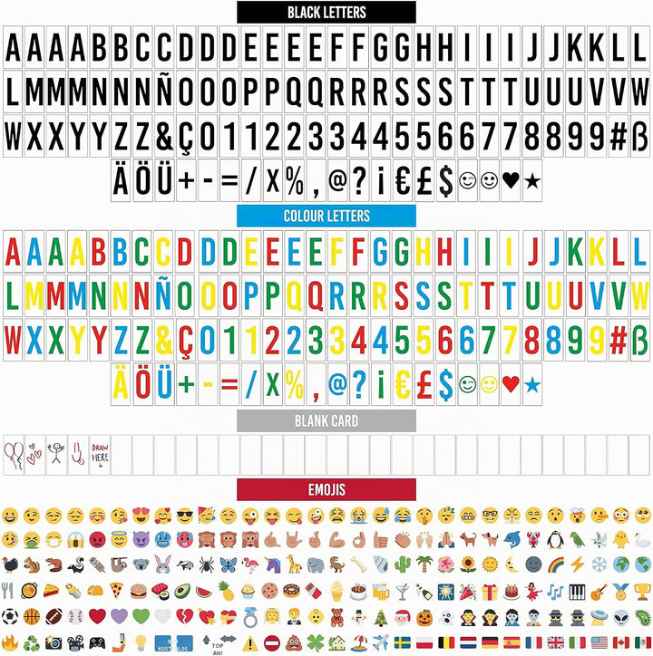BONNYCO Light Box A4 mit 400 Buchstaben, Emojis, 2 Stifte, Ä Ö Ü ss Enhalten. Led Lichtkasten Buchst