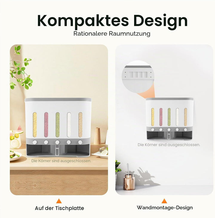 Müslispender, 5 Fächer Vorratsdosen, KüChen Wand Montiert Modern MüSlispender, Küche Geteilte Trocke