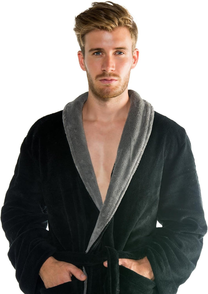 CelinaTex Nevada Bademantel Damen Herren XL schwarz anthrazit Mikrofaser Saunamantel Coral Fleece Mo
