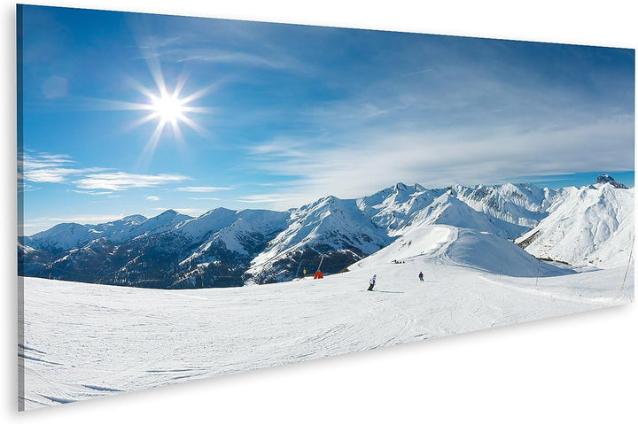 islandburner Bild auf Leinwand Skipiste In Den Bergen Sonne Schnee Blauer Himmel Bilder Wandbilder P