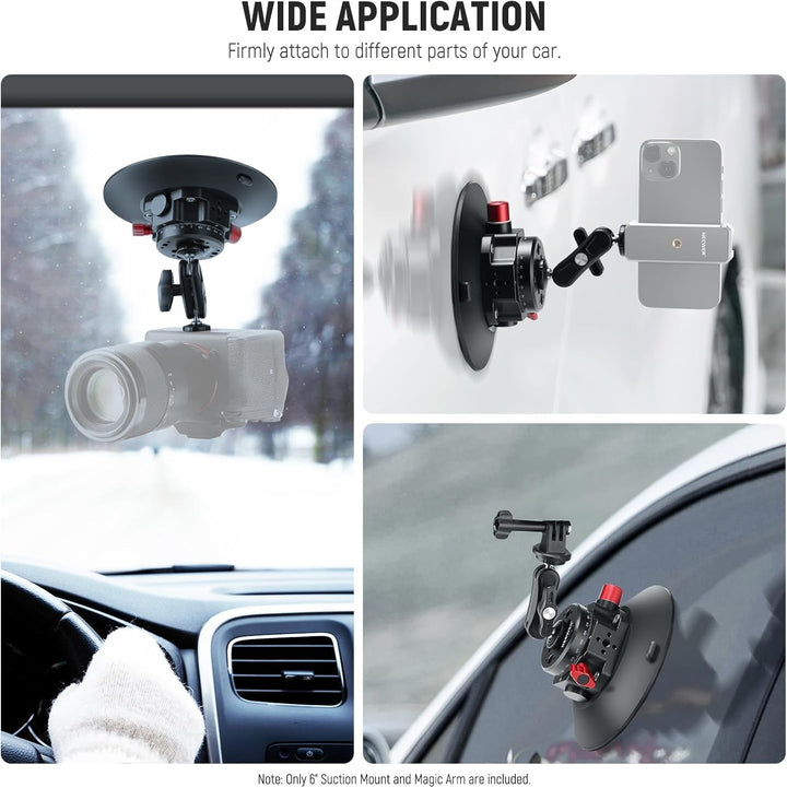 NEEWER 15,2cm Kamera Saugnapfhalterung mit Kugelkopf Magic Arm,Metall Autohalterung für Kamera/Actio