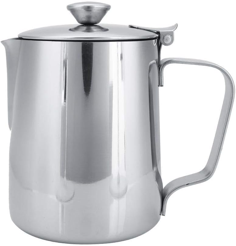 Edelstahl Kaffeetasse Becher Milchschaum Krug mit Deckel für Latte Coffee Art für Office Küche mit H