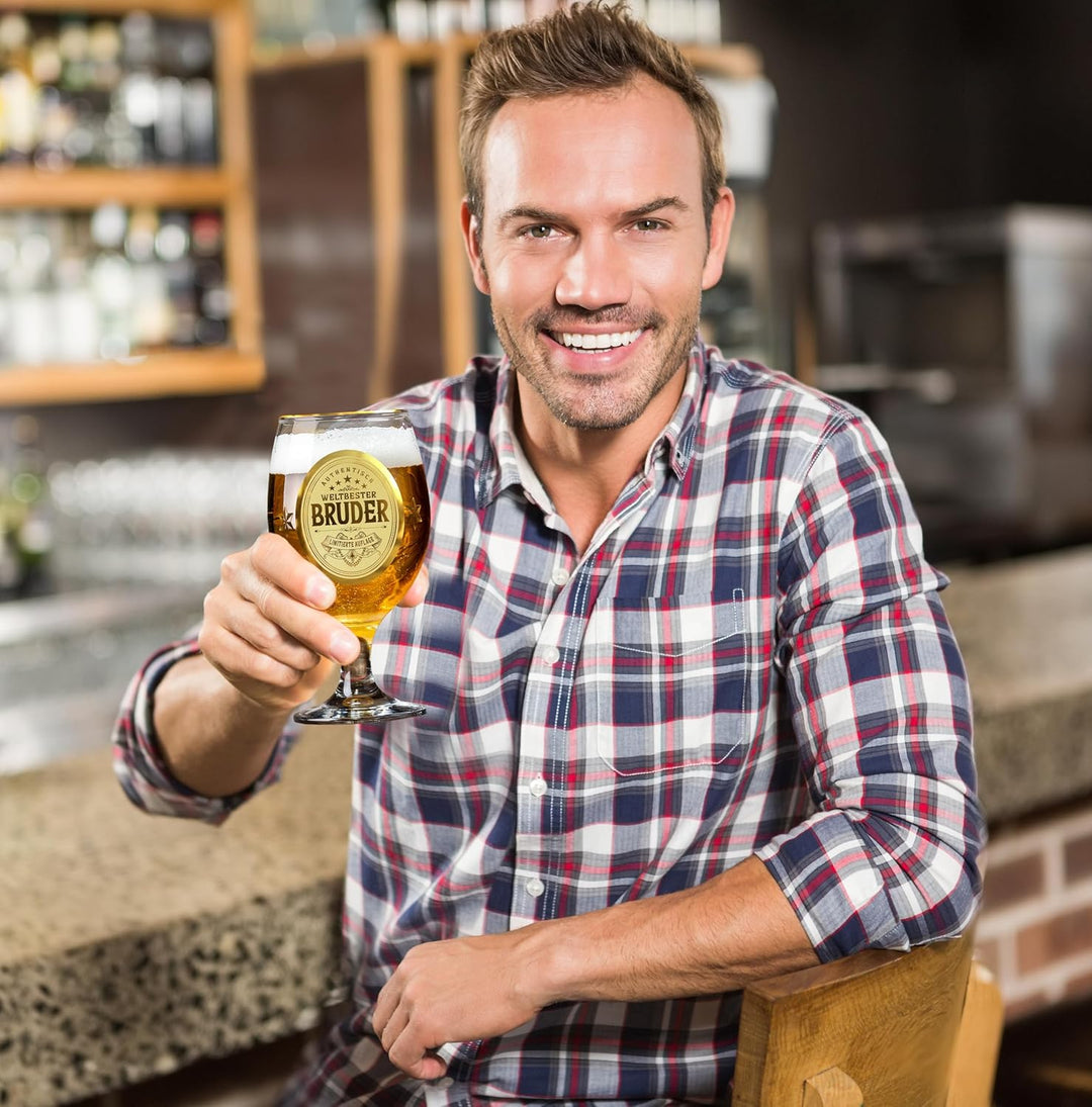 CROWNLY CRYSTAL® Personalisiertes Bierglas Mit Gravur - Geschenk für Bruder Zum Geburtstag - Männerg