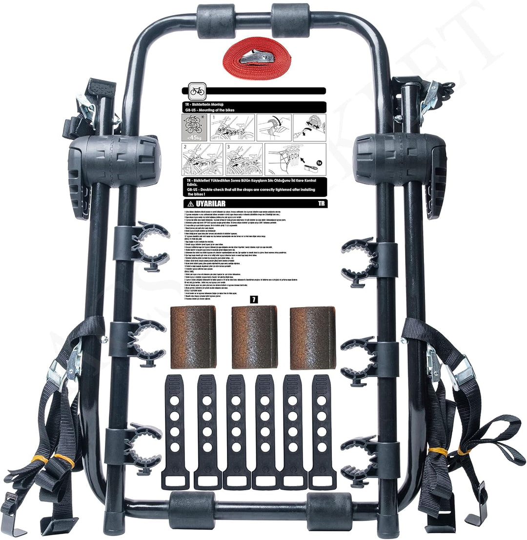 ACS PRO - 3 Fahrradträger, 3 Fahrradhalter, Einfach zu bedienen, kann 3 Fahrräder transportieren