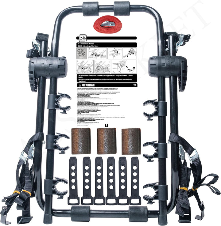 ACS PRO - 3 Fahrradträger, 3 Fahrradhalter, Einfach zu bedienen, kann 3 Fahrräder transportieren