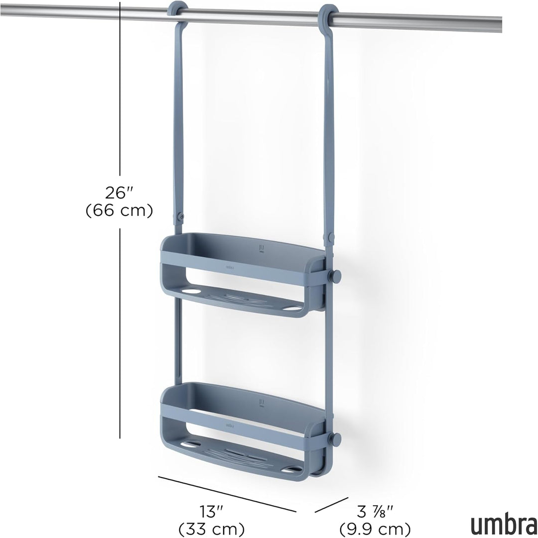 Umbra Flex Hängende Duschablage mit 2 Ablagen, Badewannenablage und Bad-Organizer, Schieferblau, Sch