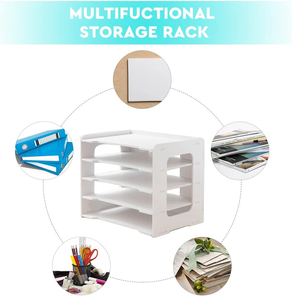 Umllpet A4 Schreibtisch-Organizer, 5-Tier Briefablage Stapelbar Dokumentenablage A4 Papier Briefabla
