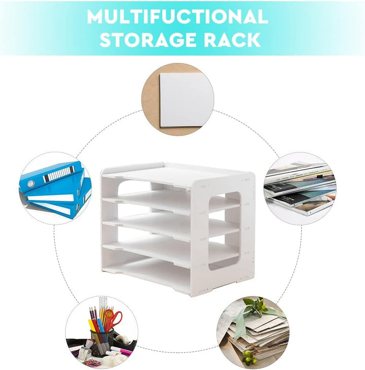 Umllpet A4 Schreibtisch-Organizer, 5-Tier Briefablage Stapelbar Dokumentenablage A4 Papier Briefabla