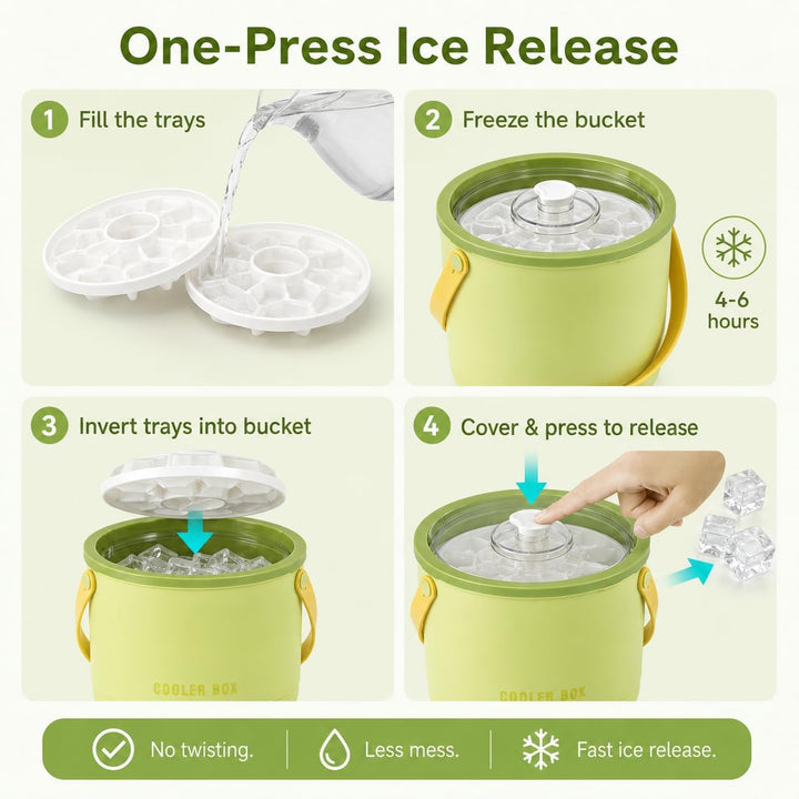 Eiswürfelbehälter,2.6L Eiswürfelbehälter Mit Deckel,Eisbehälter,Eiseimer Mit Ice Cube Tray Lässt Sic