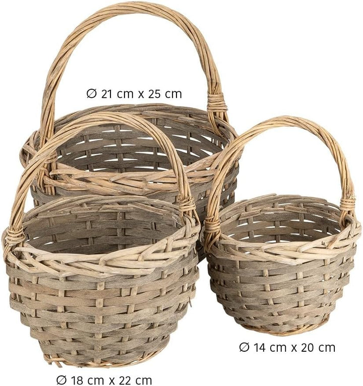 Ideen mit Herz Weidenkorb-Set | 3 Körbchen in unterschiedlichen Grössen: Ø14, Ø18, Ø21 cm | mit Henk