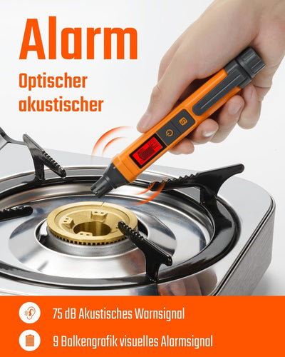 Gasmelder, Toptes PT205 Gaslecksuchgerät mit Akustischem und Optischem Alarm, Gasprüfgerät Mit %LEL-