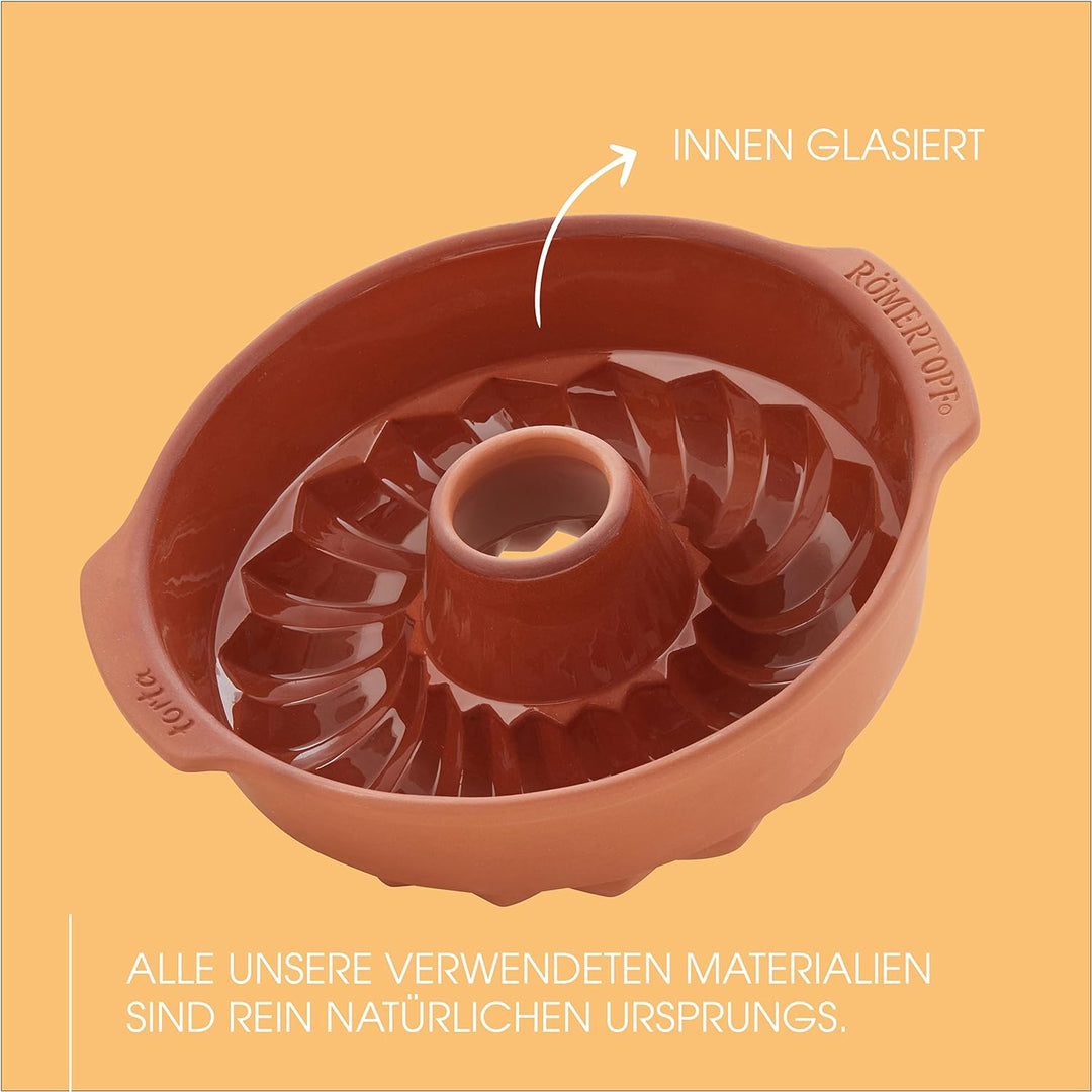 Römertopf Kuchenform Kranz Keramikform aus Naturton Ø 27,5cm 27,5 cm Kranz Form, 27,5 cm Kranz Form