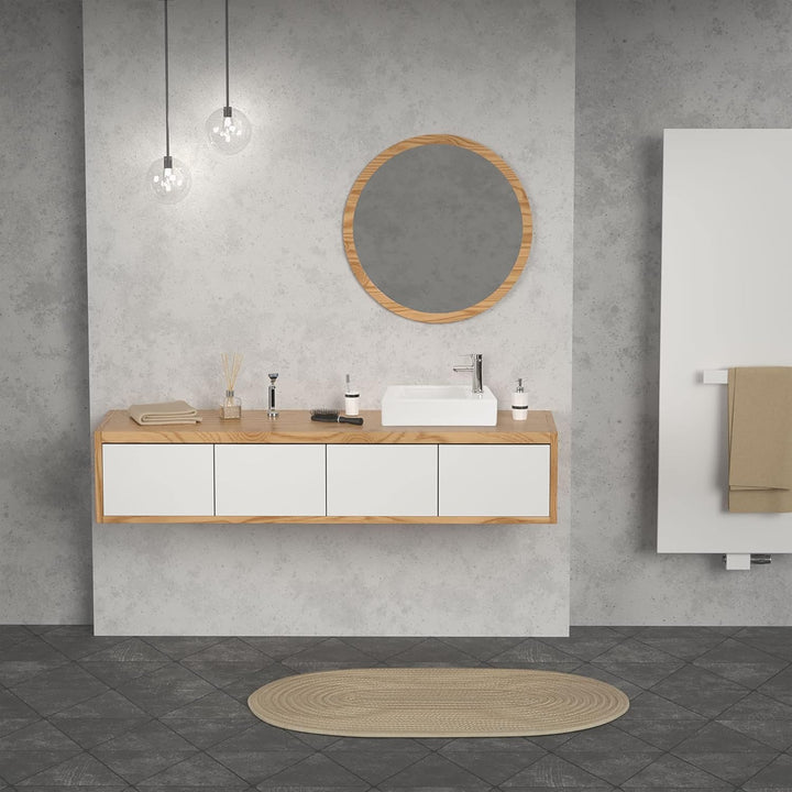 ML-Design Waschbecken aus Keramik in Weiss 46x26x11 cm, Eckig, klein, Hahnloch rechts, Wandmontage o