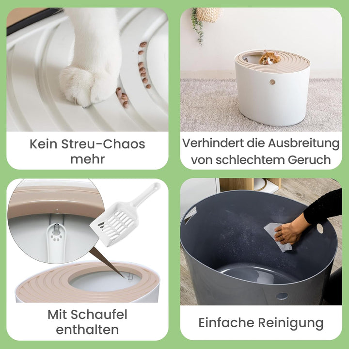 Iris Ohyama, Katzentoilette, Geschlossenes Katzenklo, Schaufel, L53 x T41 x H37 cm, PUNT-530, Grau G