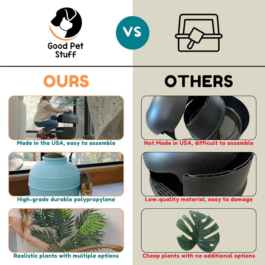 Good Pet Stuff Original versteckte Katzentoilette mit künstlicher Pflanze und geschlossenem Katzenkl