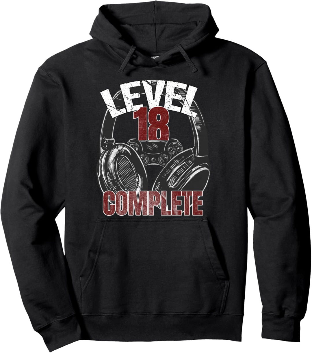 Level 18 complete 18. Gamer Geburtstag für Zocker am PC Pullover Hoodie