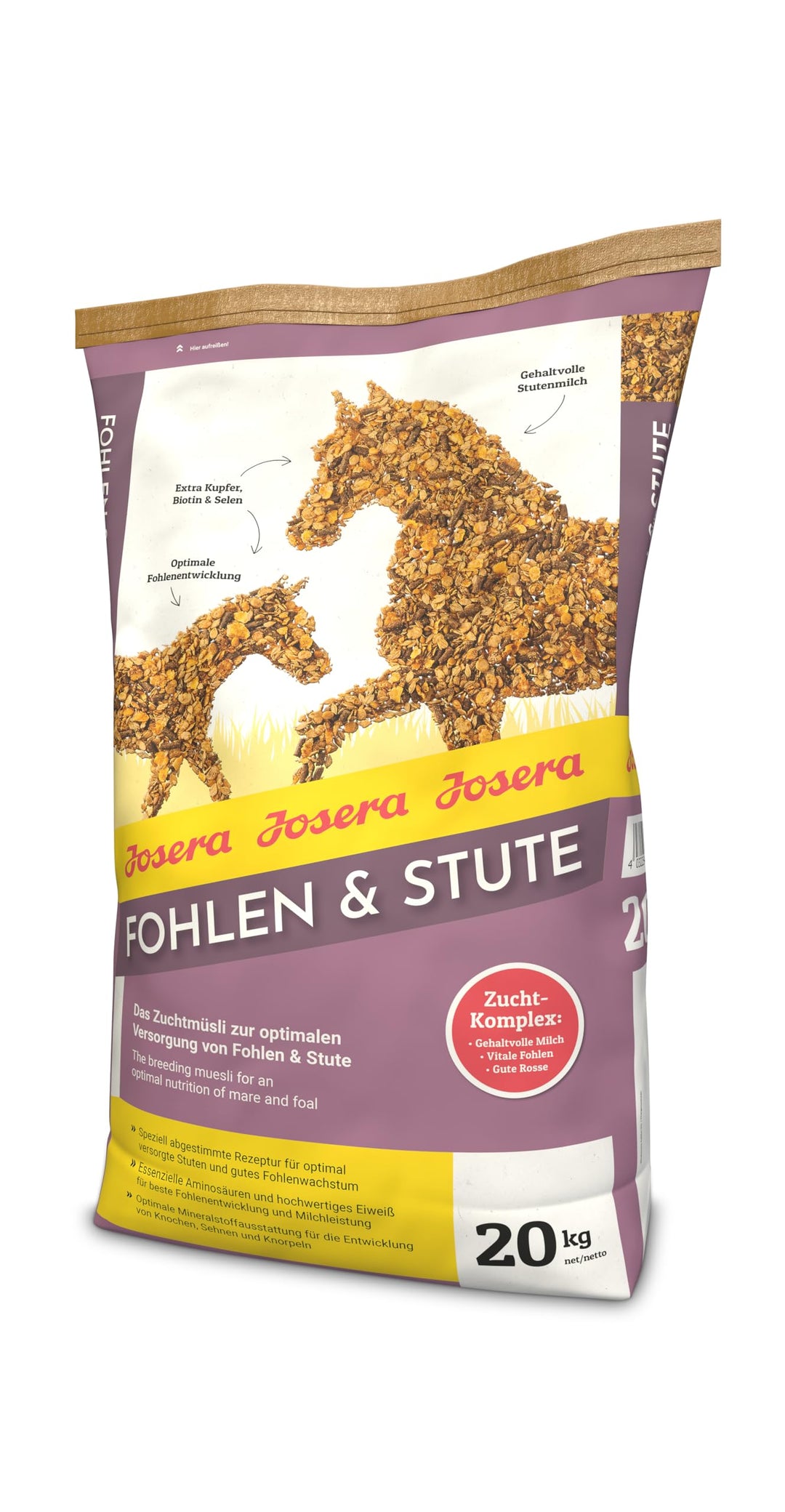 JOSERA Fohlen &amp; Stute (1 x 20 kg) | Premium Pferdefutter | Zuchtmüsli | gehaltvolle Stutenmilch | op