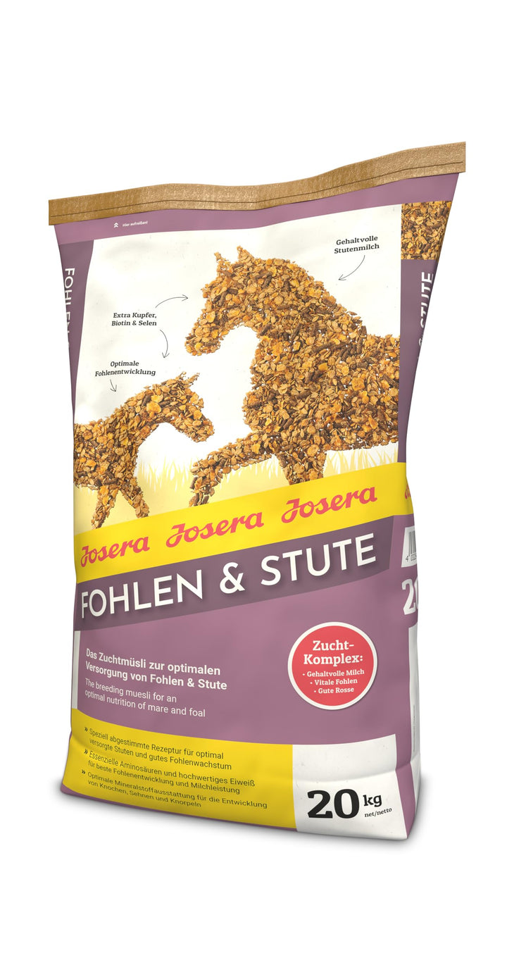 JOSERA Fohlen &amp; Stute (1 x 20 kg) | Premium Pferdefutter | Zuchtmüsli | gehaltvolle Stutenmilch | op