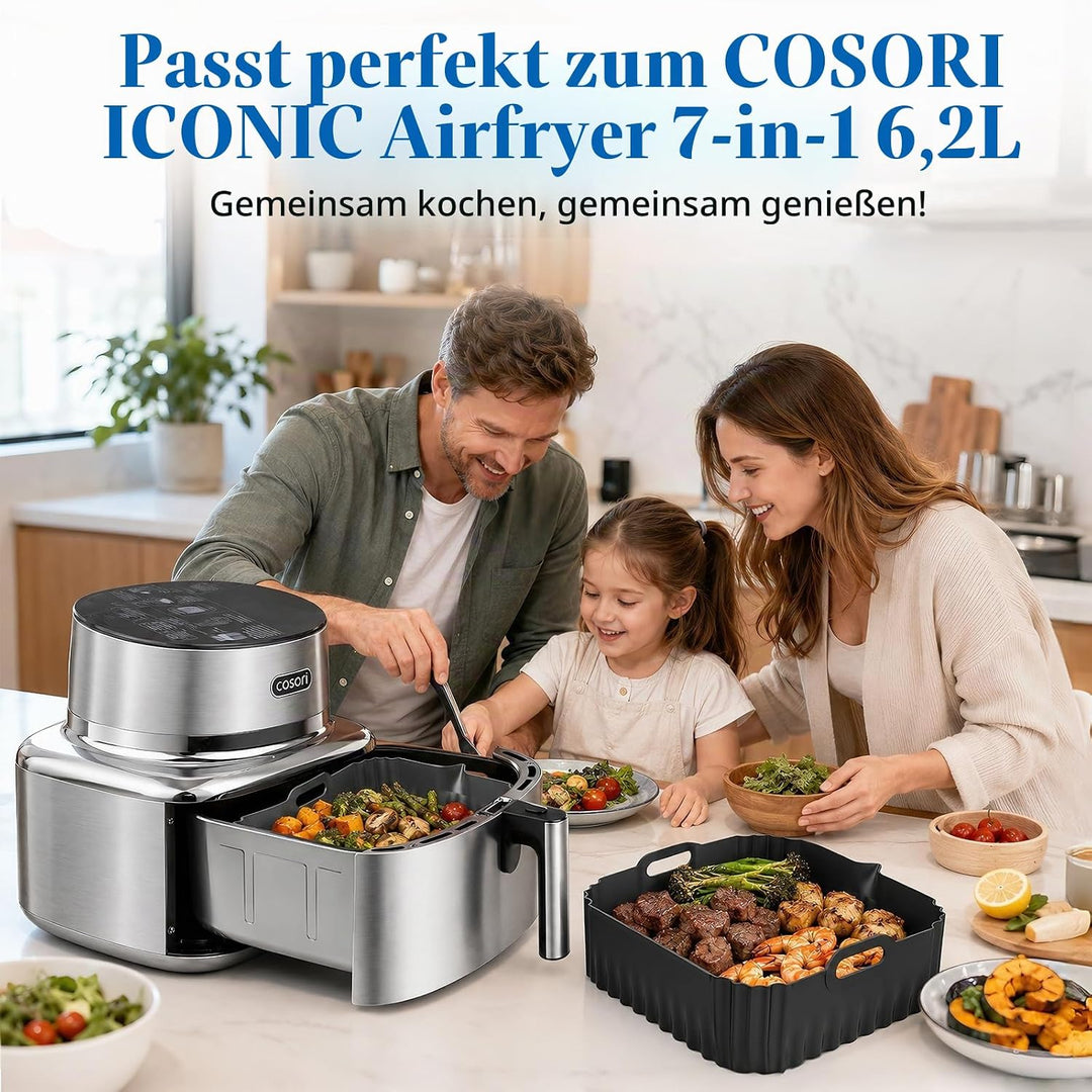 2 Stück Silikonform Heissluftfritteuse für COSORI Airfryer Iconic Single 6,2L | SE601S, Airfryer Sil