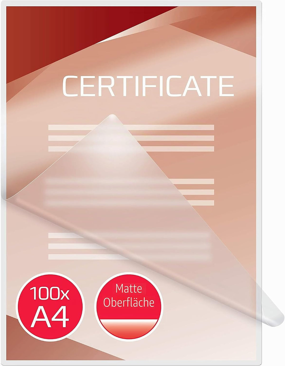 GBC Laminierfolien A4 Matt 125 mic, Beschriftbare Oberfläche, Robuste Laminiertaschen im 100er Pack,