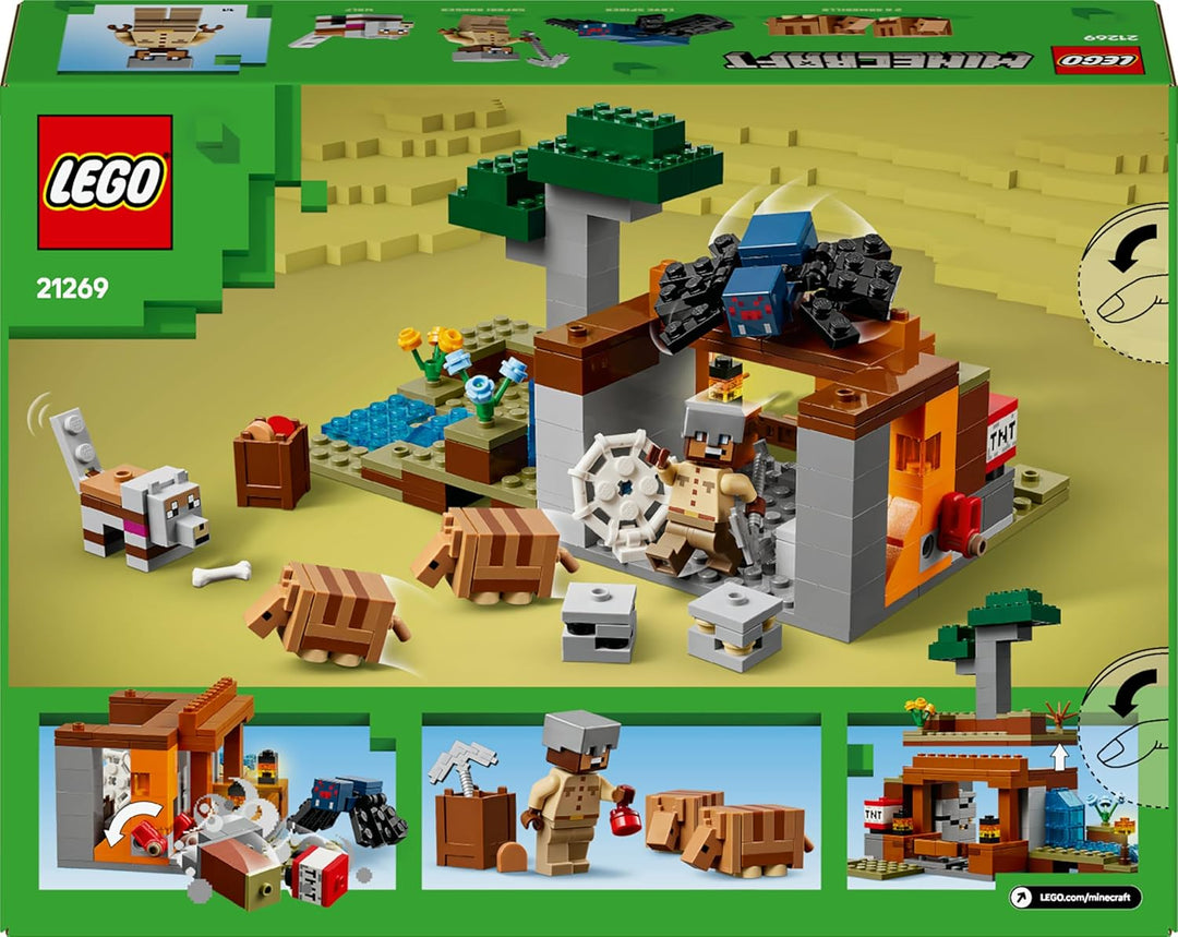 LEGO Minecraft Die Expedition zur Gürteltiermine, Set mit Minifigur aus dem Videospiel, Bauspielzeug
