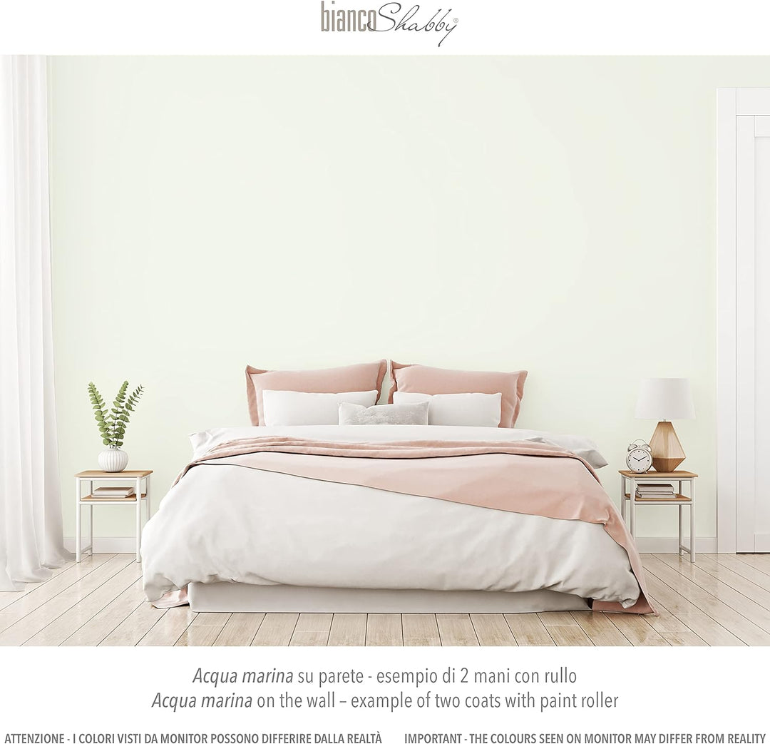 bianco Shabby® Acqua Marina Kreidefarbe Wasserbasis für Alle Oberflächen einfach zu verarbeiten ohne